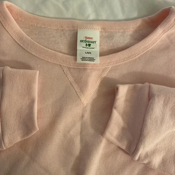 NWT Hanes EcoSmart Crewneck Sweatshirt Large - Pale Pink - Picture 4 of 6